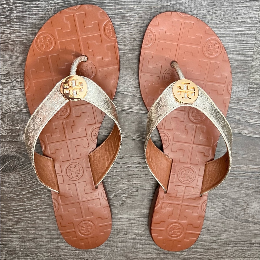 Tory Burch Thora Reverse Metallic Sandals NEW